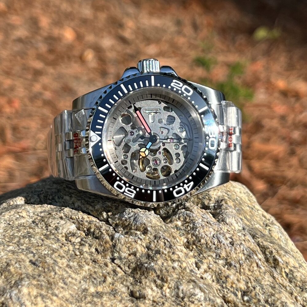 Custom Made Watch DIY With NH70 Automatic Movement Silver Case Black/wh Jubilee - Picture 9 of 9